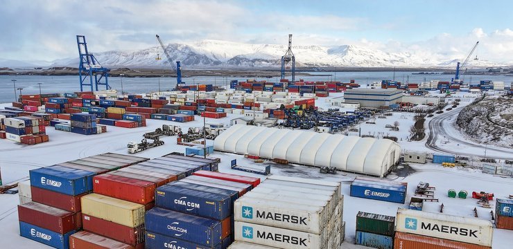 Shipping containers at a terminal