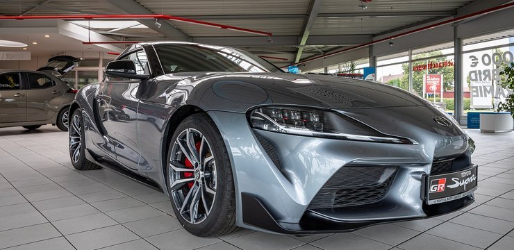 Cars in a dealership showroom
